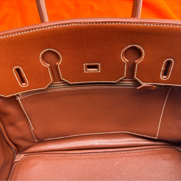 Authentic HERMES BIRKIN 35 chestnut brown veau grain leather gold hardware - Picture 15 of 16